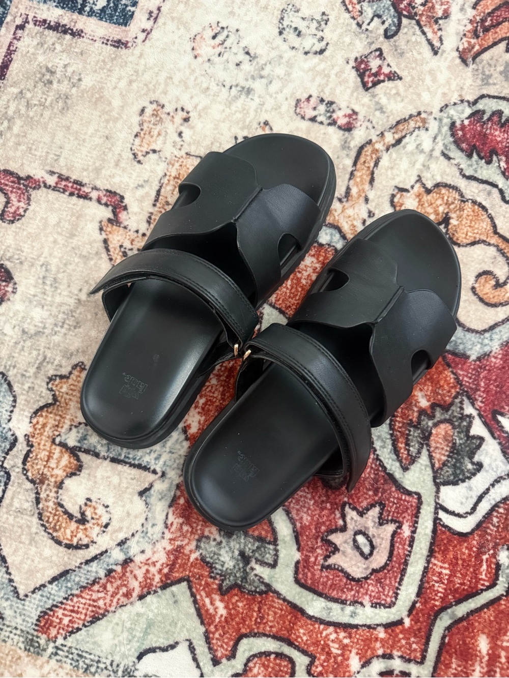 Wild Fable Black Slide Sandals - Minimal Leather Look